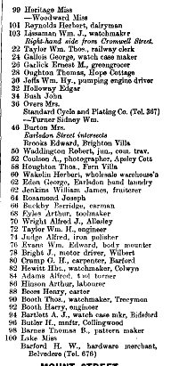 Moor Street 1912 Directory p2